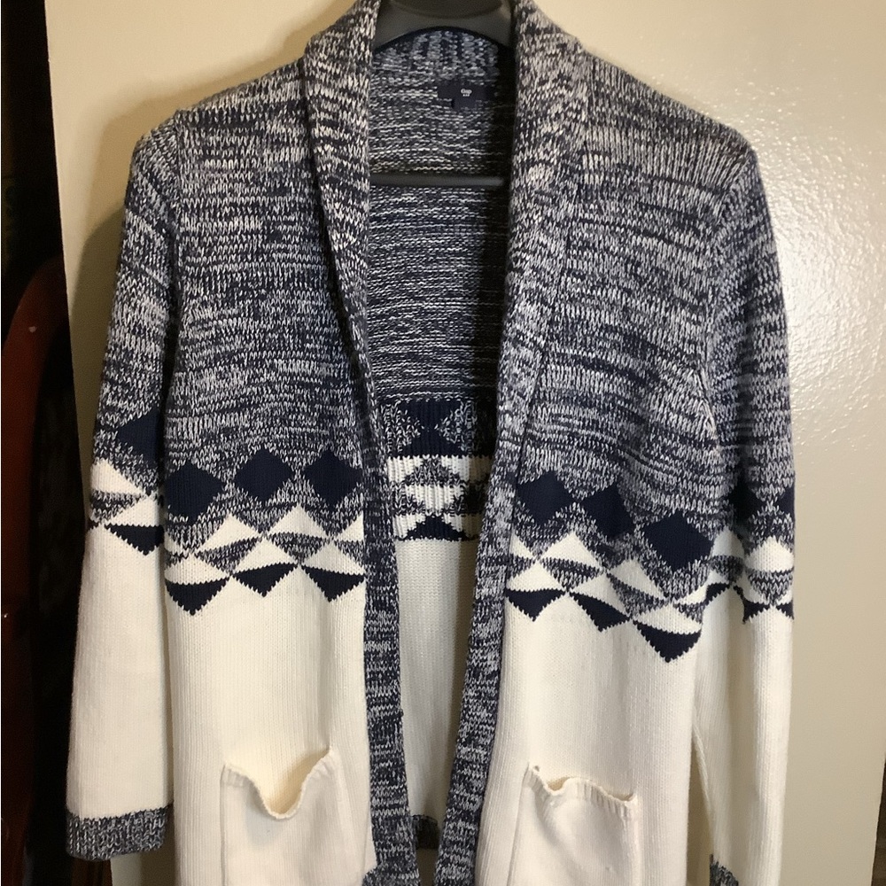 The Gap Women's / Men’s unisex Navy and White Cardigan bulky  Sweater